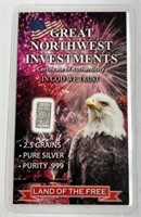 2.5 Grains .999 Pure Silver on Laminated Card!