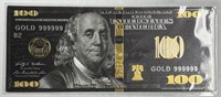 Ben Franklin Black & Gold Novelty 100 Dollar Bill!