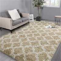 $110  8x10 Beige Shag Area Rug - Plush Carpet