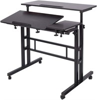 $60  DlandHome Adjustable Rolling Desk  Black