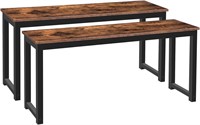 $90  2 Industrial Dining Benches  Rustic Brown