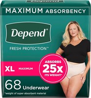 $51  Depend Incontinence Underwear  XL  Blush  68c