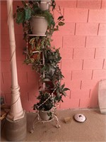 Planter stand with faux plants #349