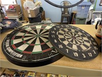 2 dart boards and wall mount indoor basketball