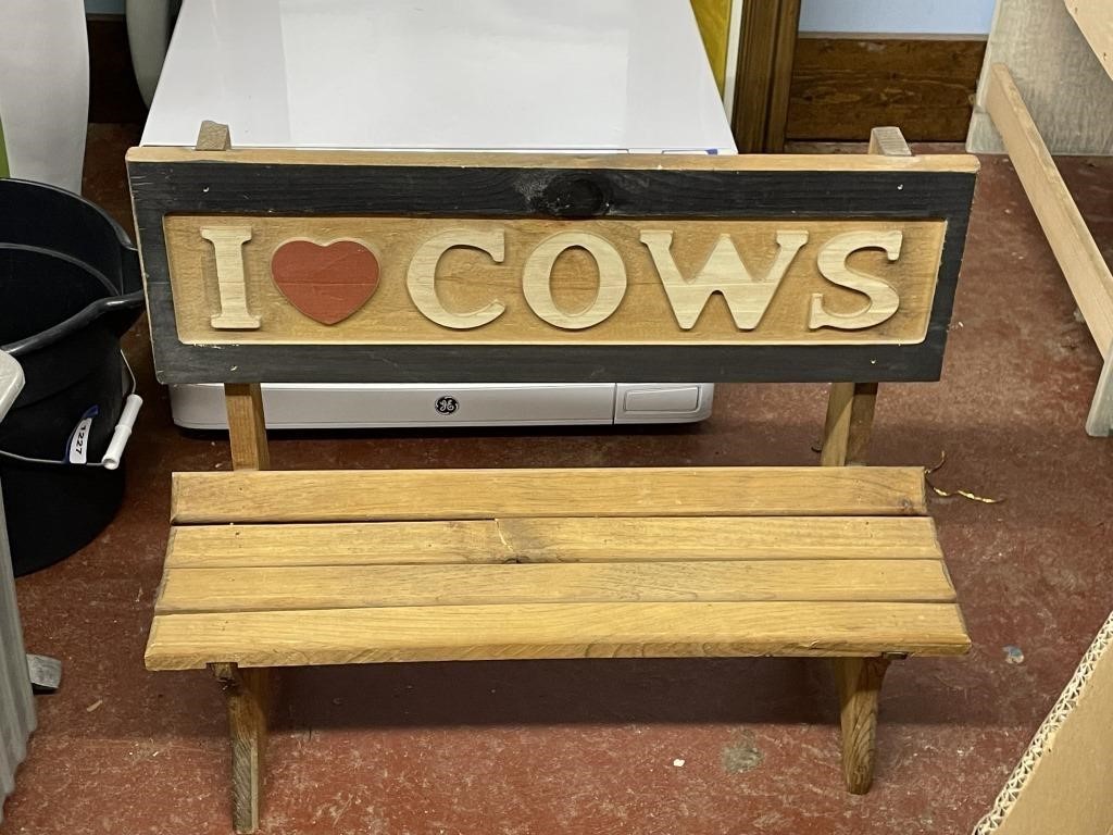 I LOVE COWS, kid/doll size bench