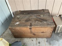 wooden box with lid no contents 37"x 25" x 17" tal