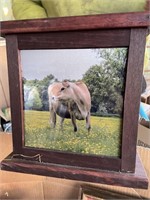 jersey cow picture cube, brown swiss framed cow