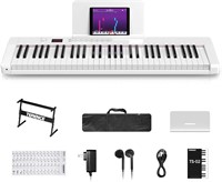 $130  61-Key Keyboard Piano  LCD  MIDI USB  White