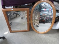 Two Wall mirrors, Oak Framed