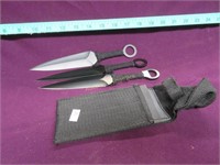 Set of Three Throwing Knives w/ sheath