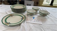 Hand Painted Japan Teacups and Dessert Plates