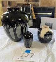 Shawn Cornell Vases  Pottery Lot of 3 Signed