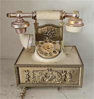 Vntg DECO-TEL French Provincial Brass Rotary Phone