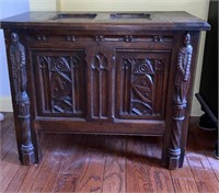 Antique Gothic Revival Carved Hope Chest