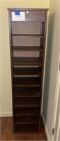 Tall Wood Cabinet with Sliding Shelves