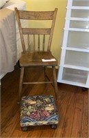 Antique Chair & Tapestry Footstool