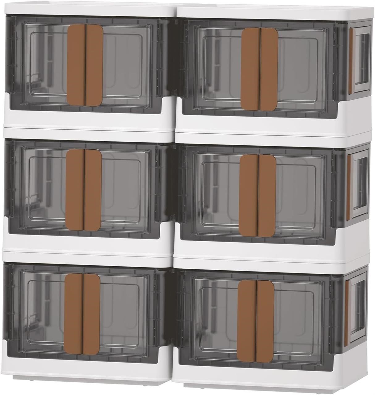 $180  HAIXIN 6.86 Gal Folding Storage Bins  6 Pack