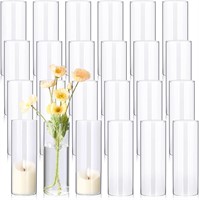 $75  24 Pcs 8 Inch Tall Glass Vases Bulk Clear