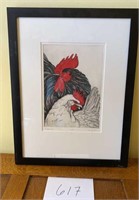 "Redheads" Chickens by Rita Troller Etching