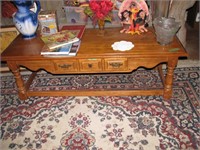 4ft Maple coffee table with misc decor