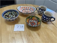 Polish Pottery Mugs Bowls