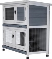 $70  2 Story Wood Rabbit Hutch 46x25x39 (Grey)