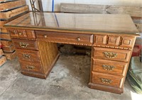 Nice Wooden Office Desk with Glass Top