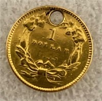 1855 Indian Princess Gold Dollar Type 2 (holed)