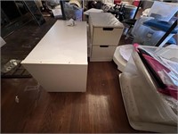 WHITE TWO DRAWER CABINET AND STORAGE UNIT