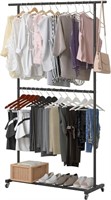 Sywhitta Double Rod Clothing Garment Rack, Rolling