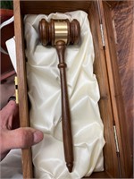 Wooden box with gavel