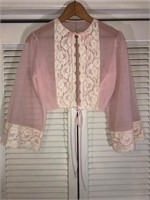 VINTAGE SHEER PINK BED JACKET SMALL