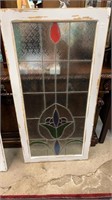 Large Stained Window in Wood Frame