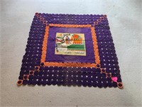 Purple & Orange Yo-Yo Quilt w Embroidered Elephant