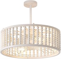 $185  Fan Lighting with Beads  White Downrod