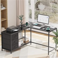 $130  SUPERJARE L Shaped Desk  54.6 inch  Black