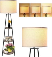 $57  3-Tier Round Shelf Floor Lamp  3 Levels  Blac