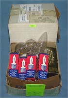 Box full of vintage mupiltible size light bulbs