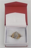 14k gold cocktail cluster ring real diamonds