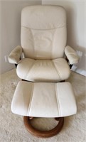 White Ekornes Stressless Chair w/ footstool