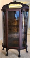 Antique Curio Cabinet Curved Glass 69x36x14