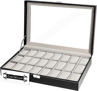 $34  24 Slot Watch Box Organizer with Glass Lid