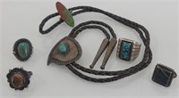 Sterling old pawn jewelry turquoise & other