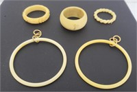 3 ivory rings & bangle earrings