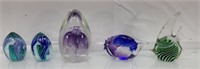 Handblown glass paperweights 2-5"