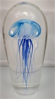 Hand blown glass jellyfish, paper weight.