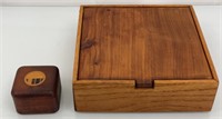2 decorative wood trinket boxes 3" & 8W