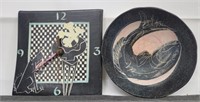 Pottery bowl  & clock Alaska 7"W