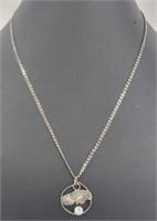 Sterling manatee w/quartz necklace 20"L