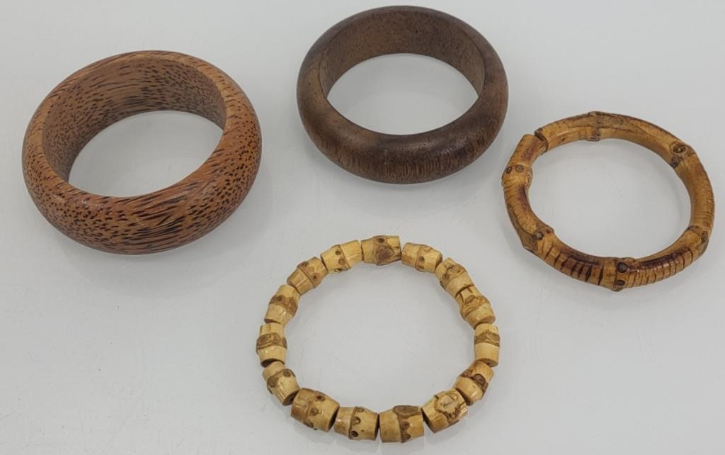 4 exotic wood bangles